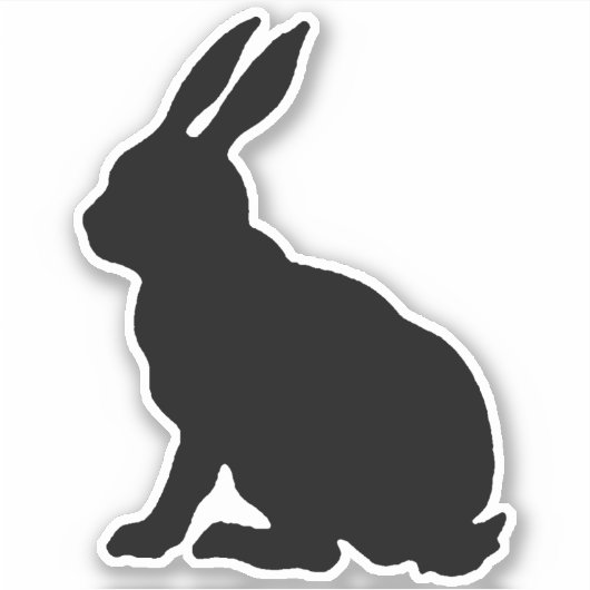Sticker Profil latéral assis noir Silhouette Rabbit (Devant)