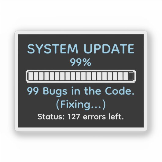 Sticker Programmeur drôle en train de coder (Devant)