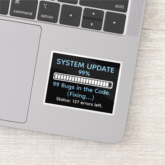 Sticker Programmeur drôle en train de coder (Détail)