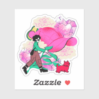 Sticker Promenade Chic dans la Ville avec un Mignon Toutou