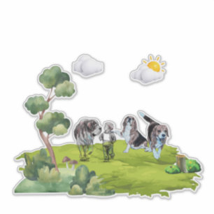 Sticker Promenade de chien - Aventure en plein air pour en