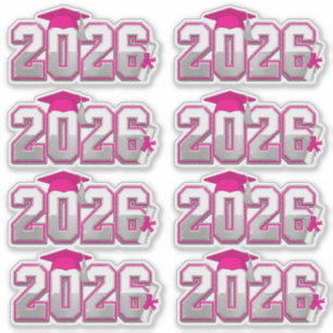 Sticker Promotion 2026 Remise des diplômes Rose et Argent