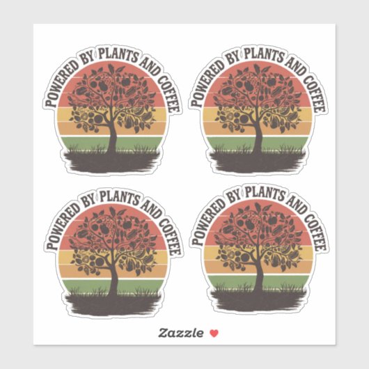Sticker Propulsé par les plantes et le café (Feuille)