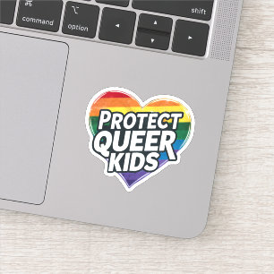 Sticker Protéger les enfants queer Cœur arc-en-ciel Fie