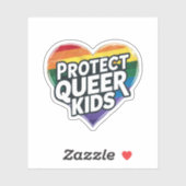 Sticker Protéger les enfants queer Rainbow Heart LGBT Prid (Feuille)