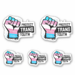 Sticker Protéger les jeunes trans - Poing de la fierté