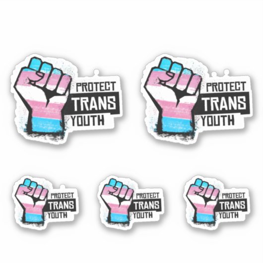 Sticker Protéger les jeunes trans - Poing de la fierté (Devant)