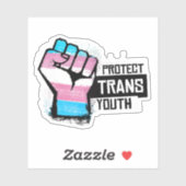 Sticker Protéger les jeunes trans - Poing de la fierté (Feuille)