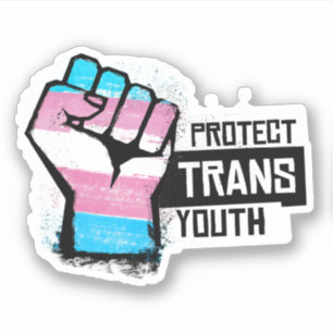 Sticker Protéger les jeunes trans - Pride Poing