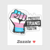 Sticker Protéger les jeunes trans - Pride Poing (Feuille)