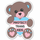 Sticker Protéger Trans Kids Pride Drapeau Teddy Bear (Devant)