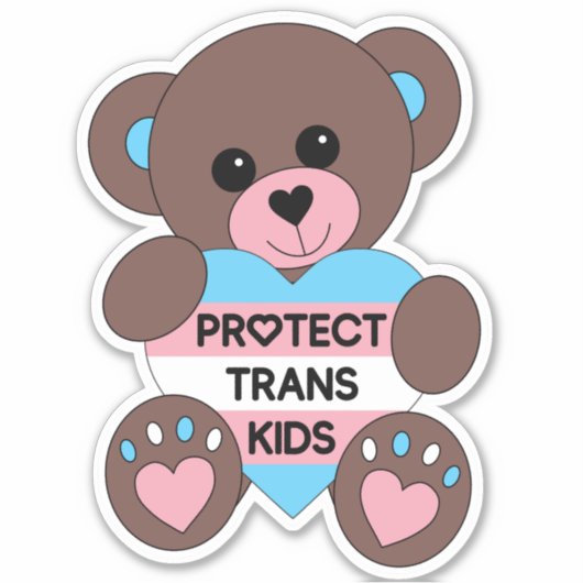 Sticker Protéger Trans Kids Pride Drapeau Teddy Bear (Devant)