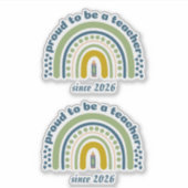 Sticker Proud To Be a Teacher Retro Blue Green (Devant)