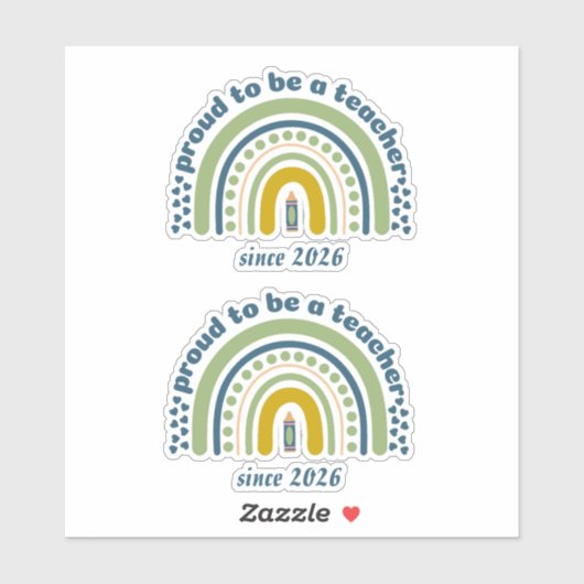 Sticker Proud To Be a Teacher Retro Blue Green (Feuille)