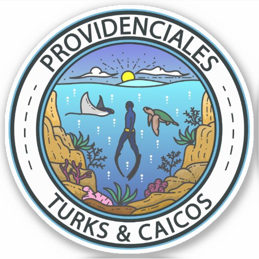 Sticker Providenciales Turks and Caicos Badge de plongée (Devant)