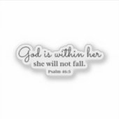Sticker Psalm 46:5 God is within her (Devant)