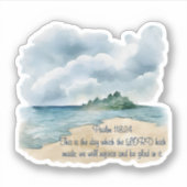 Sticker Psaume 118:24 C'est le jour nuageux Beach Scène (Devant)
