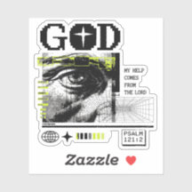 Psaume 121:2 Neon Lime Œil de Dieu CRT Glitch Art