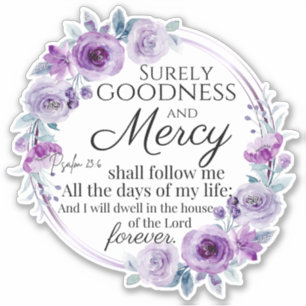 Sticker Psaume 23:6 Inspirationnel Bible Verse Floral Viol