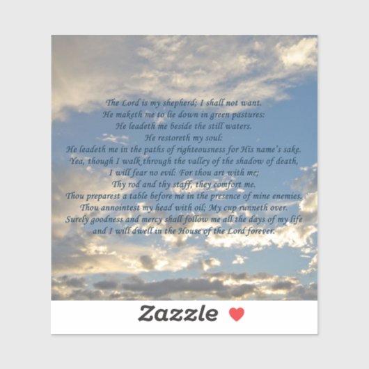 Sticker Psaume 23 Belle Bible Verse Christian Blue Sky (Feuille)