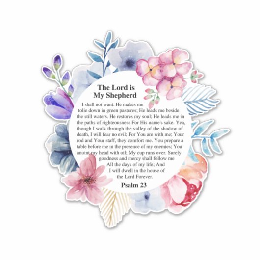 Sticker Psaume 23 NKJV Le Seigneur est Mon Pasteur (Devant)