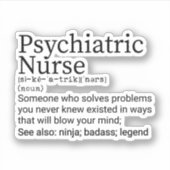 Sticker Psych Nurse Definition, Cadeau pour Psychiatric Nu (Devant)