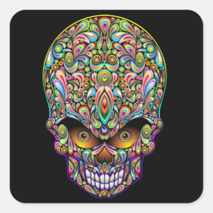Sticker Psychedelic Skull Art Design