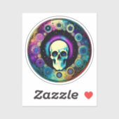 Sticker Psychédélique du crâne (Feuille)
