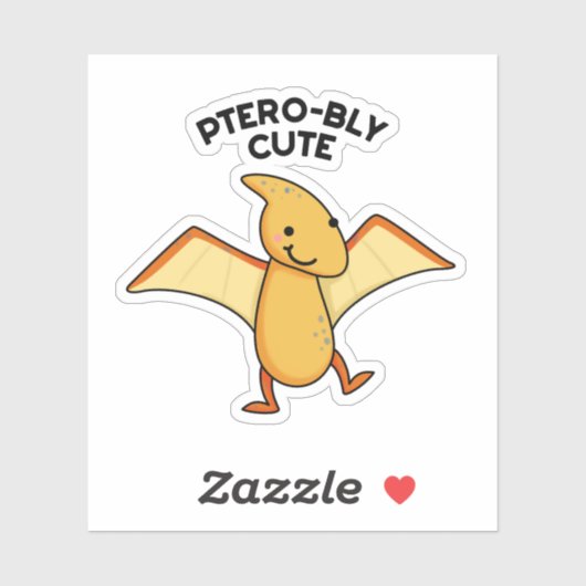 Sticker Pterobo mignon Dinosaure Pterodactyle Pun (Feuille)