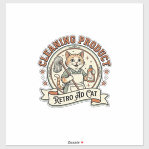 Sticker Publicité Rétro de Produit de Nettoyage Chat Produ