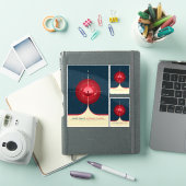 Sticker Publicité Sci-Fi, Horloge Atomique Rouge, Espace P (Couverture iPad)