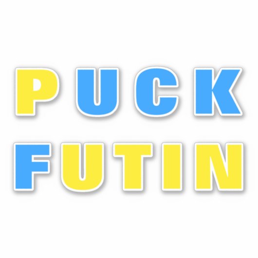 Sticker Puck Futin drapeau ukrainien soutien Ukrai (Devant)