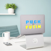 Sticker Puck Futin drapeau ukrainien soutien Ukrai (Ordinateur portable sur le bureau)