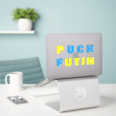 Sticker Puck Futin drapeau ukrainien soutien Ukrai (Ordinateur portable sur le bureau)