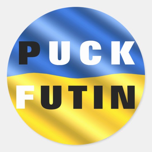 Sticker Puck Futin drapeau ukrainien soutien Ukrai (Devant)