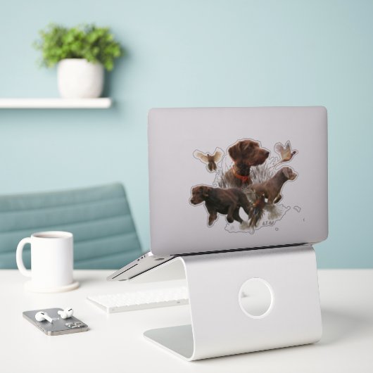 Sticker Pudelpointers, Chasse chasser chaudière faisan (Ordinateur portable sur le bureau)