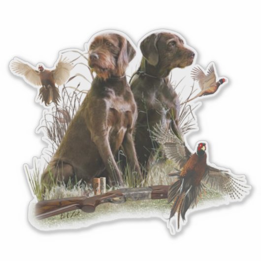 Sticker Pudelpointers, Chasse faisan (Devant)