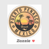 Sticker Puerto Peñasco Mexique Plage Retro Sunset 80s (Feuille)