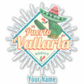 Sticker Puerto Vallarta Jalisco Mexique danse cactus (Devant)