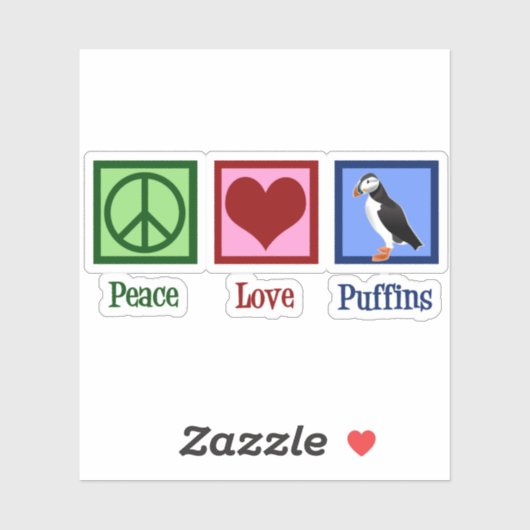 Sticker Puffins Peace Love (Feuille)