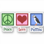 Sticker Puffins Peace Love (Devant)