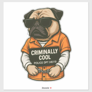 Sticker Pug incroyablement cool - Design de chien drôle de