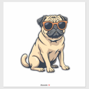 Sticker Pug vintage faisant le dab avec des lunettes de so