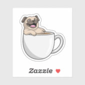 Sticker Pug with Cup of Coffee (Feuille)