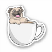 Sticker Pug with Cup of Coffee (Devant)