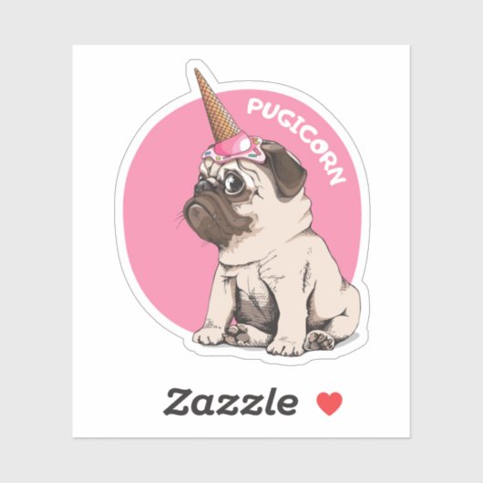 Sticker Pugicorn (Feuille)