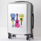 Sticker Puissance de flux | Guitares peintes | Boho Hippie (Sur valise)