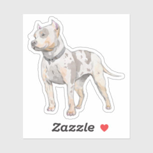 Sticker Puissant Pitbull Chien Aquarelle Sketch Art