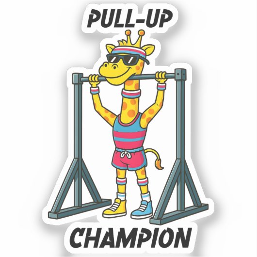 Sticker Pull-Up Champion – Funny Giraffe Workout Design (Recto)