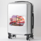 Sticker Pumpjack silhouette pastille Drapeau américain (Sur valise)